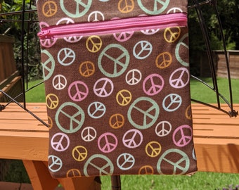 Handmade - Peace sign - Sling Bag, Crossbody Bag, Hipster, Travel Bag - Hands free - free shipping