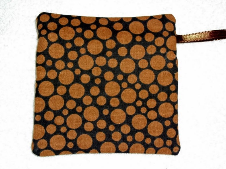 Handmade Black with brown dots Coin pouch Fabric Gift Card Holder