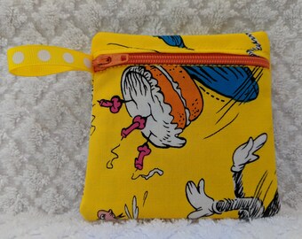 Handmade - Dr. Seuss - Cat in the hat -  fabric Gift Card Holder - coin pouch - free shipping