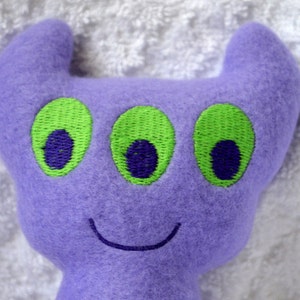 Handmade Stuffed Lavender Horned Monster Fleece, Child Friendly machine washable softie plush free shipping image 1