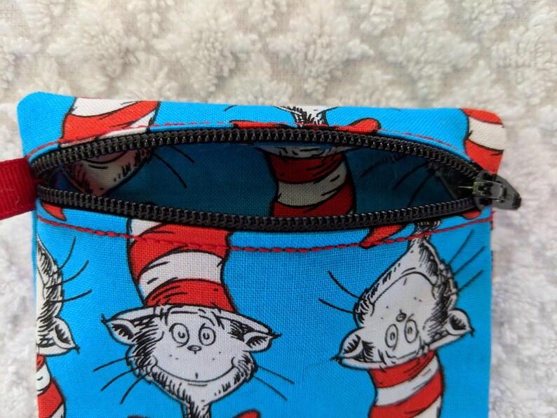 Dr Cat in the hat fabric Gift Card Holder Seuss Handmade coin pouch
