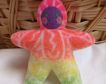 Handmade whimsical purple faced  Star Baby - Stuffed Plush Doll Softie - free shipping