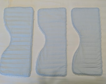 Handmade - Contoured -  Set of 3 Burp Cloths - Blue stripes  - Baby burp cloth - free shipping