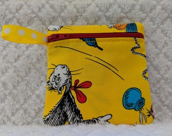 Handmade - Dr. Seuss - Cat in the hat -  fabric Gift Card Holder - coin pouch - free shipping