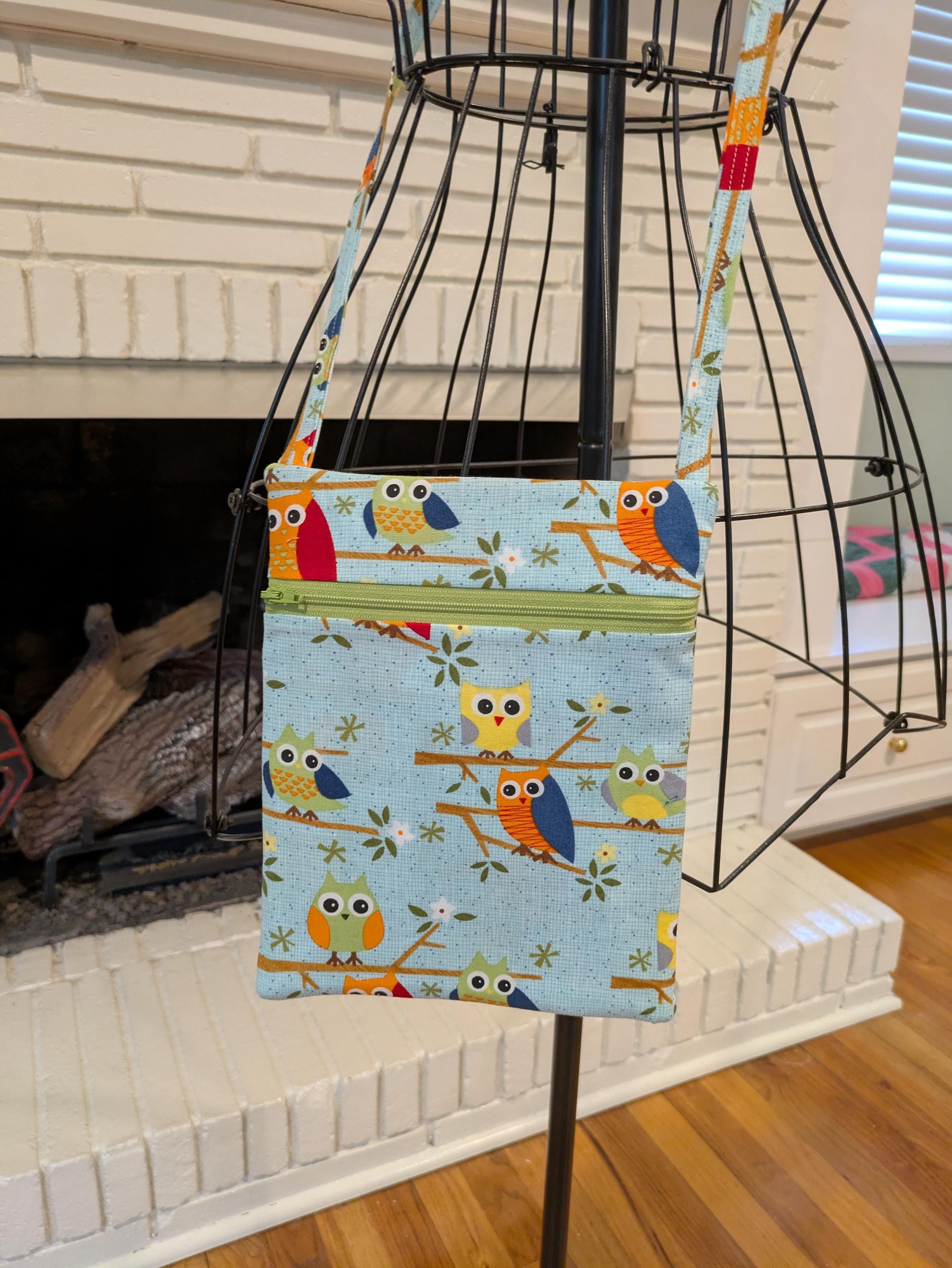 Handmade Owl Sling Bag: Cotton Crossbody Travel Bag