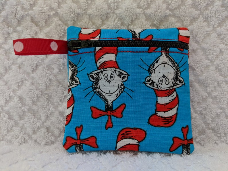 Dr Cat in the hat fabric Gift Card Holder Seuss Handmade coin pouch