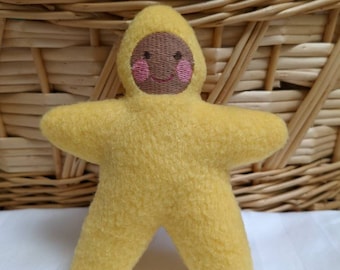 Handmade Yellow brown faced  Star Baby - Stuffed Plush Doll Softie - free shipping