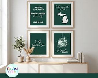 Michigan State Wall Art Printable | MSU Dorm Decor | Spartan Graduation Gift