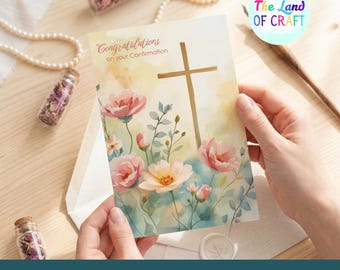 Confirmation Religious Card Printable | Watercolor Cross Greeting Card | Sacrament | Instant Download
