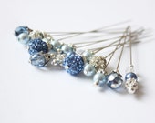 Something Blue Bouquet Picks, Bouquet Pins, Bridesmaid Bouquets, Bridal Wedding Keepsake - MADE TO ORDER
