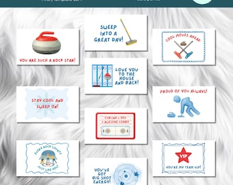 Printable Curling Kids Lunchbox Notes, Teammate or Bonspiel Fun, PDF Download