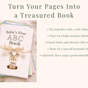 Baby shower ABC coloring book printable, woodland theme alphabet pages, baby shower activity and keepsake idea for guests to color A–Z.
