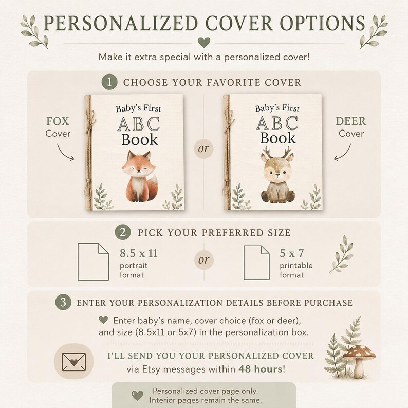 Personalized Woodland Baby Shower options.
