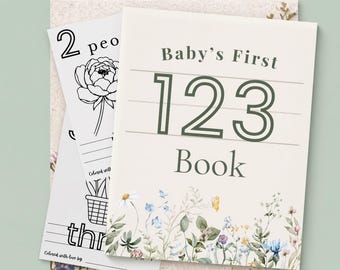Wildflower Baby Shower 123 Coloring Book, Keepsake Activity (Digital Download)