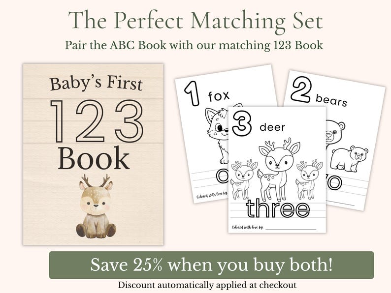 Buy our matching 123 book and automatically get 25% off the entire order.