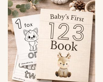 Woodland Baby Shower Coloring Book, First 123 Keepsake (Printable PDF)