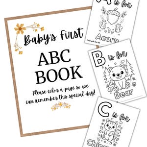 ウッドランド ABC ベビーシャワーぬり絵ブック：ゲストゲーム（デジタルダウンロード）