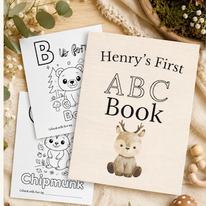 Woodland Baby Shower ABC Coloring Pages With Personalized Cover: A Keepsake Activity for Baby (Digital Download).