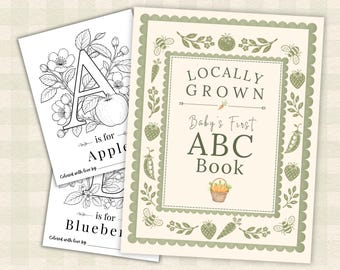 Locally Grown Baby Shower ABC Book: Coloring Pages and Keepsake (Digital Download)