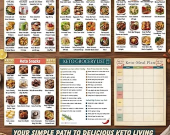 Keto Meal Planner Printable | Keto Meal Plan + Grocery List + Keto Food List + Weight Loss Guide