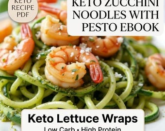Keto Zoodles Recipe PDF | Zucchini Noodles with Pesto | Low Carb Pasta Recipe | Easy Healthy Keto Dinner