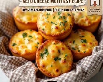 Keto Cheese Muffins Recipe PDF | Low Carb Bread Muffins | Gluten Free Keto Snack | Easy Savory Baking Recipe