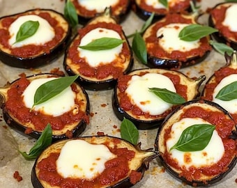 eBook mit Rezept für Keto-Auberginen-Pizza-Häppchen | Low-Carb-Snack oder Vorspeise | Einfache Keto-Pizza-Alternative