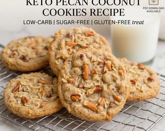 Receta de galletas keto de nueces y coco (PDF) | Galletas bajas en carbohidratos y sin azúcar | Postre keto sin gluten | Receta fácil para hornear en la dieta keto