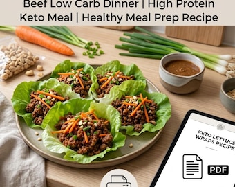 Keto Lettuce Wraps Recipe PDF | Ground Beef Low Carb Dinner | High Protein Keto Meal | Healthy Meal Prep Recipe