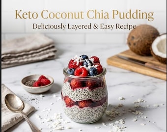 Keto Coconut Chia Pudding Recipe Card | Low Carb Breakfast Printable | Healthy Chia Recipe PDF | Instant Download