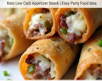 Bacon Jalapeño Popper Eggrolls Recipe eBook | Keto Low Carb Appetizer Snack | Easy Party Food Idea | Crispy Keto Snack PDF Download