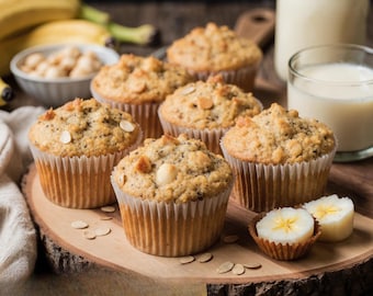 Rezept-E-Book für Bananen-Haferflocken-Hüttenkäse-Muffins – Proteinreiches Frühstücksmuffin (digitales PDF)