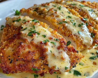 Rezept für Hähnchen mit Parmesankruste (PDF) | Knuspriges und käsiges Abendessen-Favorit | Einfacher druckbarer Rezept-Download