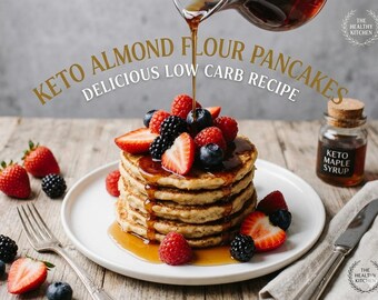 Keto Almond Flour Pancakes Recipe Card | Low Carb Breakfast Printable | Keto Recipe PDF | Healthy Breakfast Guide | Instant Download