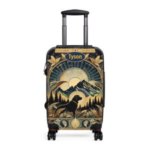 Gepersonaliseerde Black Lab-bagage | Aangepaste koffer, reistas met monogram, uniek cadeau voor kampeerders Jagers Hondenliefhebbers cadeau avonturier