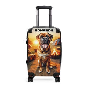 Gepersonaliseerde kampeerbagage Engelse Mastiff | Custom koffer, pup reistas met monogram, uniek cadeau voor kampeerders Hondenliefhebbers hem haar
