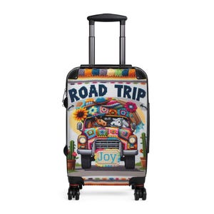 Roadtrip Fun Afghaanse bagage Snelwegavonturen Gepersonaliseerde reizen | Verlichte schattige lichtgewicht koffer, uitje, vakantie, huiselijk reiscadeau