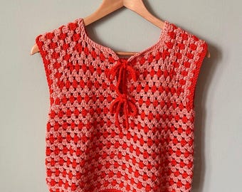 Crochet Lace-Up Crochet Vest, Tie-Front Blouse pattern, pdf download, beginner, summer top, vest pattern, granny stitch vest, trend, style