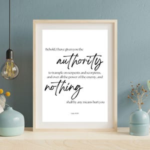 Luke 10:19 Wall Art | Authority in Christ Printable | Christian Scripture Decor | Bible Verse Digital Download