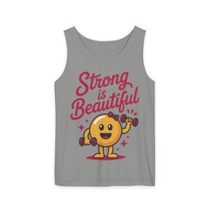 Strong is Beautiful damestanktop, leuk fitness- en sportschoolmotivatieshirt, workoutshirt, trainingstop, cadeau voor haar, zomerActivewear