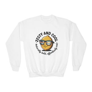 Zesty and Cool Youth Crewneck Sweatshirt, Casual Kidswear, Trendy Youth Fashion, Gift for Birthdays, Fun Daily Wear, Summer Vibes
