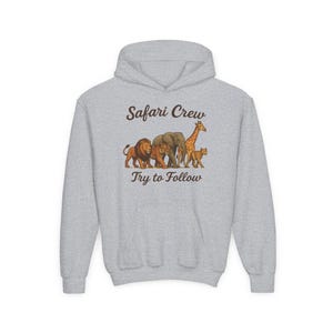 Safari Animals Youth Hoodie: Lion, Tiger, Elephant Graphic