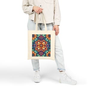 Umweltfreundliche Einkaufstasche aus Baumwolle mit Blumenmuster, Einkaufstasche, Einkaufstasche, Kunsttasche, Geschenk für Frauen