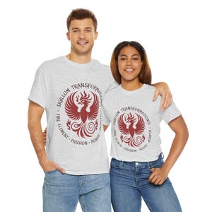 Camiseta del Elemento Fuego Fénix, Sello Sigillum Transformationis, Tótem Pasión Poder Renacimiento, Camiseta Unisex con Símbolo del Fénix, Camiseta Espiritual