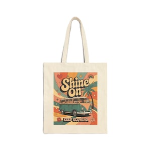 Retro Sunshine Tote Bag, Eco-Friendly Shopper, Beach Bag, Gift for Him/Her, Festival Carryall, Summer Vibes