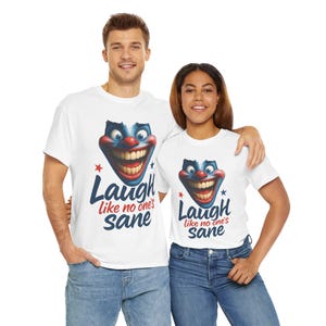 Funny Clown Face Unisex Heavy Cotton Tee, Creepy Clown Face T-Shirt, Humor T-Shirt,Clown Theme Shirt, Funny Horror Graphic Tee