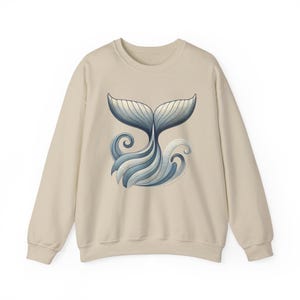 Whale Tail Ocean Sweatshirt, Unisex Heavy Blend Crewneck Sweatshirt, Nautical Coastal Sea Life Gift for Beach Lovers, Gift for Ocean Lovers