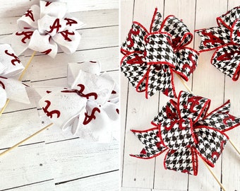 University of Alabama Houndstooth Script A, White Script A , Crimson Polka Dot Floral Pics for Centerpieces Celebrations and More!