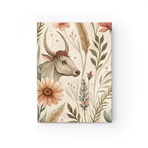 Botanical Floral Cow Journal | Floral Notebook, Rustic Meadow Design