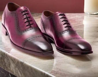 Handmade Leather Oxford Shoes – Burgundy
